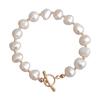 Pulseira de Pérola de Água Doce Barroca Banhada a Ouro Real 18K Design Atmosférico Estilo Frio Pulseira para Namorada Irmãs