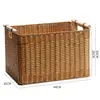 Grande cesta de armazenamento com trama semelhante ao rattan, no estilo INS da moda, perfeita para organizar armários e guarda-roupas, e para armazenamento simples na sala de estar