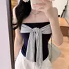 Top Tubo Listrado Retrô com Alças, Colete Confortável, Decote de Uma Alça Sexy, Top Curto Sem Mangas Emagrecedor para Mulheres