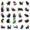 50 Pegatinas de Gato Negro Navideño para Laptops, Maletas, Teléfonos Móviles, Pegatinas de Graffiti Impermeables Disponibles para Venta al por Mayor