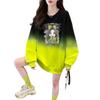 Moletom de Lã Estampado Tendência Estilo Coreano para Mulheres, Influenciador Cor Gradiente Forte Ombré Comprimento Médio Emagrecedor Top Tendência