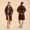 Amarração Gola Fruta Verde Roupa de Casa Feminina Nova Sexy Manga Longa Roupão para Mulheres Primavera Outono Cetim Transfronteiriço Verão Curto Roupão Solto