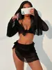 Nuevo traje de baño con protección solar de manga larga europeo y americano, bikini de playa para mujer de cuatro piezas separadas