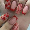 Uñas postizas portátiles para el Día de San Valentín transfronterizo, parche de uñas de amor rojo romántico, uñas postizas acabadas