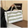 Bolsa de Almacenamiento Grande Rayada para Viajes al Aire Libre 2025 Moda Algodón Bolso de Mano Bolsa de Playa Bolsa de Viaje de Gran Capacidad