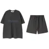 Moda Europeia e Americana Transfronteiriça Comércio Exterior Marca Tendência Essenciais de Verão Conjunto de Shorts de Manga Curta Soltos com Gola Redonda Masculino e Feminino