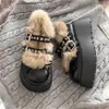 Sapatos Peludos Confortáveis Estilo Francês Estilo Academia Versáteis Sapatos de Algodão Estilo Japonês Casuais Mary Jane Outono e Inverno Sapatos de Solado Grosso para o Dia a Dia