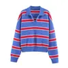 Fabricante mayorista de ropa para mujer transfronteriza otoño 2026 nuevo tejido de punto casual para mujer con cuello polo a rayas