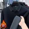 Camiseta de manga larga de alta gama para hombre, polo de invierno con forro polar para hombres de mediana edad, casual y versátil, adecuado para papás