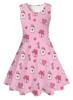 Vestido infantil com estampa digital 3D europeia e americana, sem mangas, casual, fofo, doce, estampa completa, laço, vestido de princesa