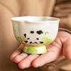Planta de Fábrica Ceniza de Carbón Taza de Té Kung Fu Pintada a Mano Tallada en Pilar Tipo Flor de Panda Taza de Maestro Taza de Té Taza de Cata de Té Taza de Té Taza Individual