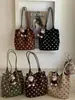 2026 Bolso Tote Nuevo Estilo Coreano de Lunares, Gran Capacidad, Moda Vintage, Bolso de Hombro Casual Chic Relajado para el Trabajo