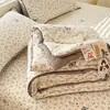 Colcha de verão de algodão puro Classe A, 100% algodão, lavável à máquina, colcha de ar condicionado, conjunto de capa de cama de quatro peças, colcha fina de verão para uma pessoa 3