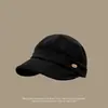 Novo Chapéu Equestre Preto Plissado Japonês Retro da Moda para Mulheres, Versátil para Primavera, Outono e Verão, Faz o Rosto Parecer Menor, Boina Chapéu Bico de Pato