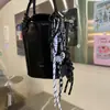 Serie Oscura de Verano niu Llavero Colgante Mini Cámara Negra 8 Cadena Cuerda Trenzada Cadena de Cuentas Colgante de Bolso
