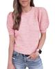 Amazon Transfronterizo Primavera NUEVO suéter de punto plisado de cuello redondo europeo y americano manga farol color sólido corte ajustado top de moda