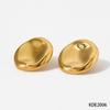 Novos brincos irregulares brilhantes quadrados redondos efeito côncavo-convexo estilo britânico aço inoxidável Dourado Brincos da Moda