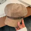 2026 Nuevo Boina Maillard Hace que la Cara se Vea Más Pequeña Versátil Sombrero Octagonal de Pintor Casual Lana Fieltro Delgada Diseño de Ala Curva
