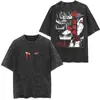 Camiseta Oversize Lavada de Corte Holgado con Dibujos Animados Clásicos Japoneses