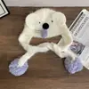 Chapéu de Tricô Artesanal DIY Koala com Nariz Grande Fofo Proteção de Orelha Feminina Outono e Inverno À Prova de Frio Pacote de Material para Chapéu de Lã