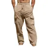 Pantalones de Verano para Hombre 2024 Cordón Múltiples Bolsillos Rectos Planos Lisos Cuadros Transpirables Outdoor Salida Diaria Modernos