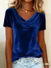 2026 Europeo y Americano Transfronterizo Amazon Sitio Independiente Moda Femenina Nueva Color Sólido Cuello Redondo Manga Corta Sexy Terciopelo Camiseta