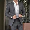 Comercio Exterior Traje Elegante para Hombre Conjunto Color Sólido Alto Nivel Temperamento Banquete Vestido de Noche Corte Ajustado Moda Pantalones de Traje Hombre