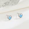 Aretes de Plata Esterlina S925 Color Zirconia con Forma de Corazón Combinan con Todo Amor Aretes Simples de Moda Joyería Elegante para Mujer