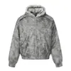 Chaqueta de algodón con capucha estilo punk tie-dye, desgastada, de pelo sintético de visón para hombre, invierno, marca Zuo Shan Diao, abrigo de algodón cálido y elegante