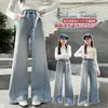 Jeans para Niña 2026 Otoño Nuevos Pantalones de Pierna Ancha para Niños Mayores, Elegantes Pantalones Rectos Sueltos con Bordado de Mariposas