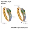 Pendientes de Acero Inoxidable con Baño de Oro Real de 18K, Forma de U, Circonita Colorida, Forma de Serpiente, Completamente Incrustados con Diamantes, Lujo Accesible, Moda, Pendientes Versátiles