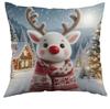 Nueva Funda de Cojín Navideña Impresa de Amazon Reno Navideño Decorativa para Sofá del Hogar Funda de Cojín para Cama