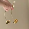 Pendientes de botón de plata con baño de oro real de 18 quilates, con aguja de plata, circonita y diseño único de oreja de gato, de lujo ligero y sensación de alta gama, al por mayor