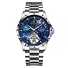 Reloj Fábrica Noche Estrellada Luminoso para Hombre Automático Completo Hueco Impermeable Mecánico Puro Mecánico
