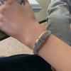 Pulsera interior con diseño de amor de malla tejida desgastada vintage de plata de ley 925 para mujer, pulsera con diseño de alta gama a la moda.