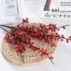 Imitación de fruta de acebo, fruta roja, fruta rica, eucalipto, hoja de ginkgo, decoración de Año Nuevo, cubo, flor dorada, flor de plástico.