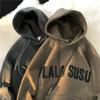 Sudadera informal con capucha y forro polar de marca de moda para hombre, estilo retro, holgado, combinable con todo, estilo juvenil.