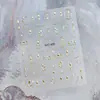 Adesivos de nail art com flores de tulipa, pérolas em relevo, diamantes de cristal, tulipas douradas tridimensionais e adesivos de unha com borda metálica