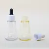 Botella dispensadora de plástico cónica portátil de 50 ml para aceites esenciales, Botella gotero Pet de alta transparencia con forma especial, Botella vacía para líquido de esencia