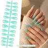 Manicura de Color Sólido Largo Uñas Portátiles Manicura de Gama Alta Uñas Postizas Forma de Almendra Brillantes Uñas Removibles Producto Terminado