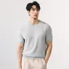 Camiseta Masculina de Malha Manga Curta Estilo Old Money Alta Qualidade Bi Yin Estilo LP Gola Redonda Estilo Japonês Versátil Top para o Dia a Dia Roupa Masculina