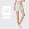 [En Stock] Falda de Tenis Ld con Tres Pliegues para Mujer, Falda Deportiva Plegada de Dos Piezas Falsas de Cintura Alta Anti-Exposición para Yoga Fitness