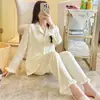 Nuevo Conjunto de Pijama de Algodón Nube para Mujer, Cárdigan Estilo Primavera y Otoño, Manga Larga, Dulce, Holgado, Lindo, Delgado, Conjunto para el Hogar
