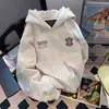 Moletom com Capuz de Peso Pesado Outono/Inverno Marca Americana Tendência Estampa de Letras para Homens e Mulheres, Estilo College Tendência Versátil Pulôver 100% Algodão