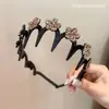 Diadema Coreana de Flor de Pedrería con Ola para Mujer, Peinado de Verano, Diadema de Corona Alta, Pinza para Recoger el Cabello al Lavar la Cara