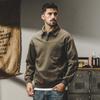 Jereno 420g suéter retro americano pesado para hombre, camisa polo de solapa suelta de primavera y otoño, top de otoño de manga larga para hombre
