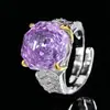 2025 Novo Conjunto Zhuangshang Joias Fundo de Cobre Banhado a Ouro Corte Rosa Roland Elegante Luxo Leve Pedra Principal 14-12mm