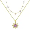 Collar de Ágata Cristalina Amazon Colgante de Girasol de Piedra Preciosa Europea y Americana Creativo Versátil de Lujo Ligero Clavícula para Mujer