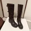 Hebilla de Cinturón Europea de 4 cm de Venta Caliente Botas Largas de Caña Alta Nuevas Otoño e Invierno 2026 Punta Redonda Tacón Grueso Sin Cierre Botas Casuales para Montar