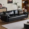 Sofá negro apartamento pequeño sala de estar apartamento minimalista moderno dormitorio arte de cuero de aceite y cera retro sofá doble pequeño línea recta